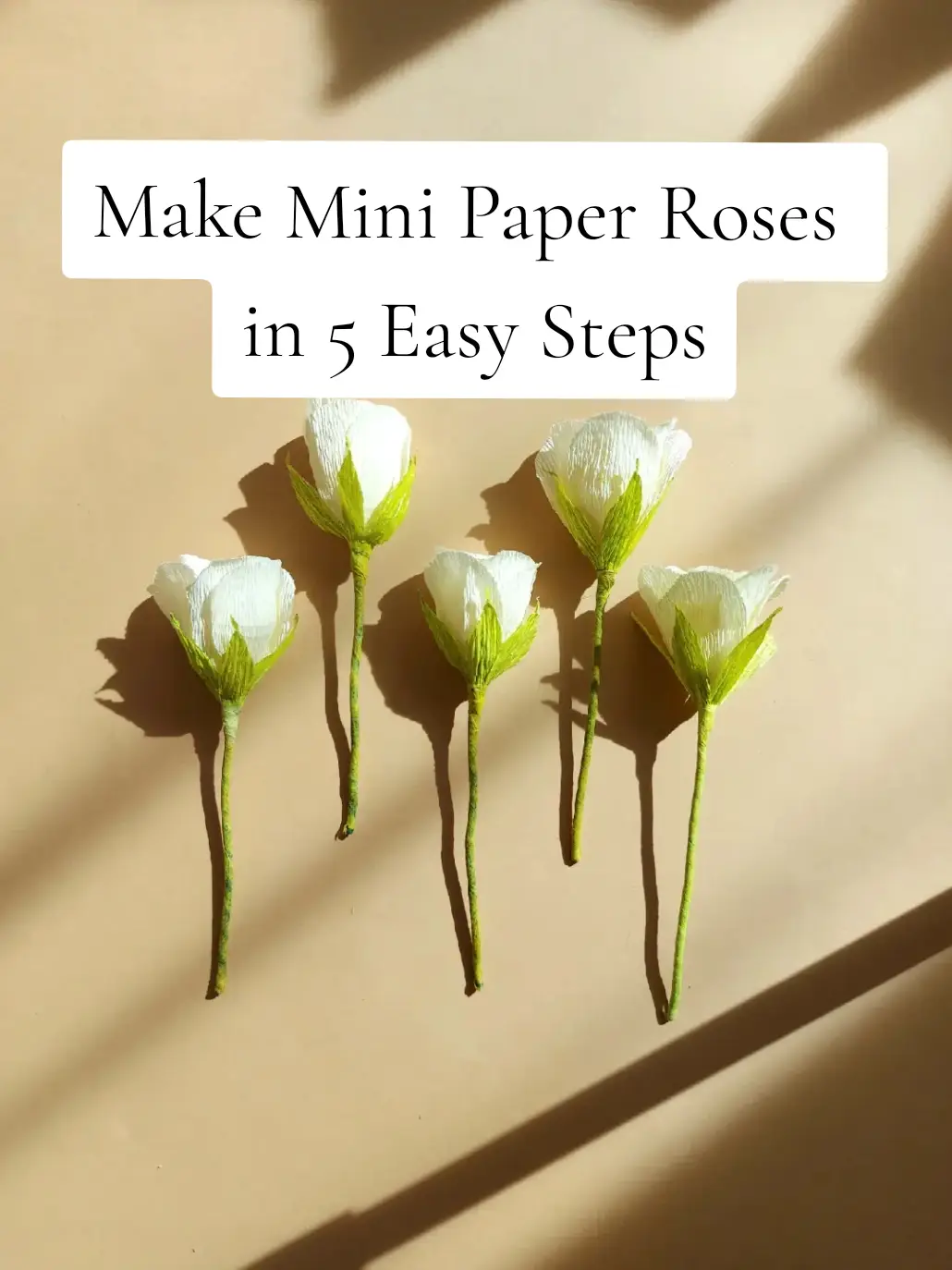 Making mini crepe paper roses is a fun and easy project. Here’s a quick guide in five simple steps: Materials Needed: - Crepe paper (for petals and leaves) - Scissors - Floral wire - Glue - Floral tape  Shape the Petals shape petals from your crepe paper. Stretch the middle of each petal slightly to give them a natural curve. Create the Bud Cut a small strip of crepe paper, twist it into a tight roll, and secure with glue. This forms the center of your rose. Attach Petals Glue each petal around the center bud, slightly overlapping them. As you add petals, let them flare out to create an open rose shape. Attach Leaves Cut small leaf shapes from green crepe paper and glue them to the stem. Adjust the petals and leaves as needed, and your mini rose is done! With these quick steps, you can easily craft beautiful, tiny crepe paper roses for any project! #crafts #paperflowers #paper #flowers #giantflowers #gifts #DIY #handmade #roses #paperroses #pinkroses  #paperflower 