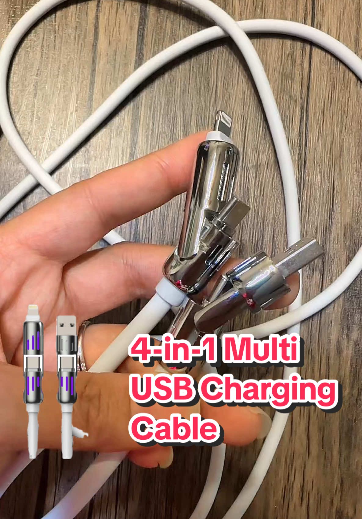 MFish 4-in-1 Multi USB Charging Cable with USB A, Type C, Lightning - MAX 240W Fast Charging & Data Sync for iPhone 16/15, iPad Pro, Samsung & Laptops#TikTokShop #tiktokfind #foryoupage #foryou #fyp #halloween #christmas #multiusbcharging #4in1chargingcable @mfish tech inc 