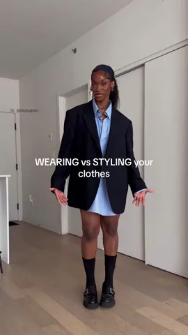 WEARING vs STYLING your clothes😁 I guess we don’t need to look like cr*ckheads anymore.🤭 • • Styled OUTFIT DEETS: Blazer + Shirt: Thrifted Skirt: @Aritzia  Bag + Boots: @ZARA  • • • • • • • • #wearingvsstyling  #fallfashiontrends #womensoutfitideas #womensoutfits #outfitinspiration #outfitideas #jeansoutfit #minimaloutfit #simpleootd #fall2024 #autumn2024  #fashionstylingtips #ootdinspiration #stylingvideo #blueoutfit #outfitvideo #cleanoutfit #minimaliststyle #minimaloutfits  #streetwearoutfit #falloutfitideas 