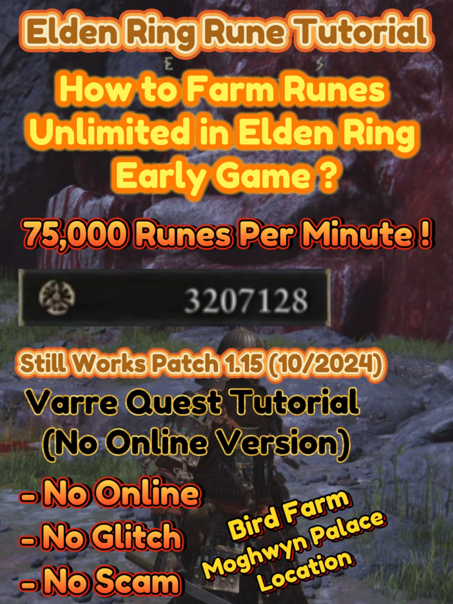 How to Farm Runes Unlimited in Elden Ring Early Game ? Mohgwyn Palace Location Tutorial & Bird Farm - Varre Quest No Online Tutorial - Still Works Patch 1.15 10/2024 - No Glitch and No Online, 100% Easy and Legit, How to Get Runes Elden Ring Easily and Quickly ? Increases Your Runes ! How to Get to Moghwyn Palace Early Game Easily ? Tutorial and Guide Beginner, Elden Ring Tips and Location  this technique is the best to be able to farm the early game runes on elden ring in an unlimited and rapid manner thanks to the bird farm in the mohgwyn palace zone, to go to this zone you will have to carry out a small quest (you have no enemies or boss to defeat to complete it) this is not very well known but it is possible to complete this quest offline, for this you will need to reach the atlus plateau area (use both parts of the dectus medallion) once there you you will have to invade the world of an NPC, you are not obliged to beat him, if you let him defeat you 3 times, the step will be validated and all you have to do is go talk to Varre to continue the quest , once you arrive at mohgwyn palace at the place to farm the runes, use a bow to shoot the bird which will attract it into the void, you will gain 11,000 runes each time it falls into the void , then reload the area and do this in a loop to farm the runes infinitely, it is possible to earn 75,000 every 1 minute if you are fast, if you do it at normal speed you will earn between 45,000 and 55,000 per minute which is also very good especially in early game, with this farm it is possible to reach level 100 in less than an hour, if you have difficulty on elden ring and you are looking for a technique to gain a lot of runes quickly, this guide is perfect for you and will help you a lot for your adventure #eldenring #eldenringhype #eldenringtips #eldenringtutorial #fyp #eldenringrunes #eldenringlocation #eldenringrunefarm #eldenringedit #eldenringguide #eldenringclips #eldenringfarm