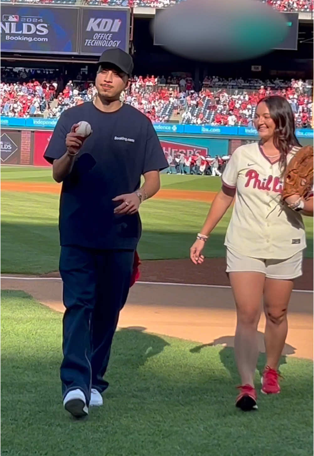 First pitch at a Division Series game with @Booking.com ✅