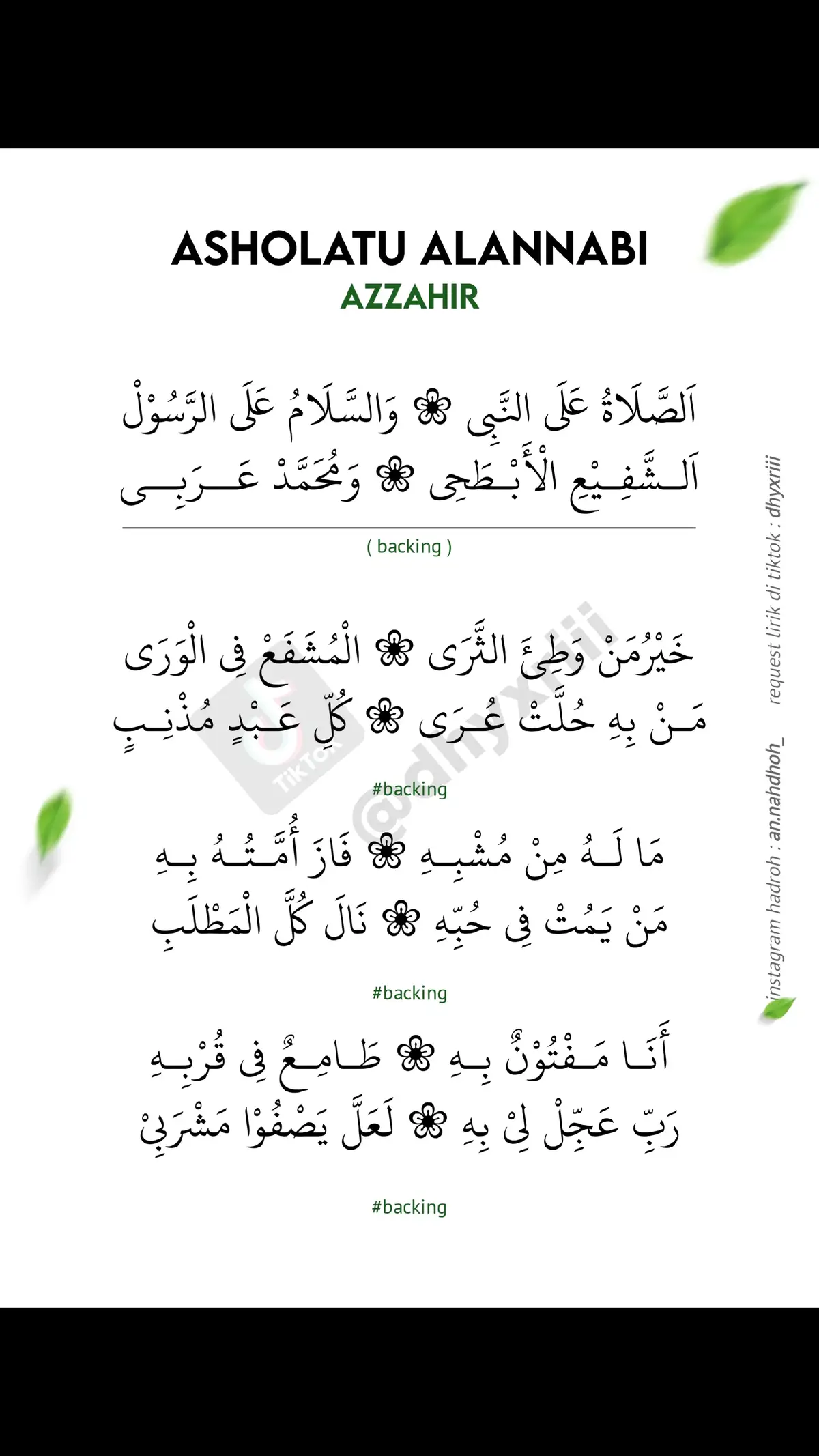 done kak @dhilayana request asholatu alannabi #lirik #liriksholawat #azzahir #asholatualanabi 