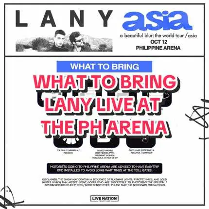 Repost from promoter: MANILA❗Check out the prohibited items and list of what to bring to avoid inconvenience on the day of the show. #LANYabeautifulblurPH #lany 