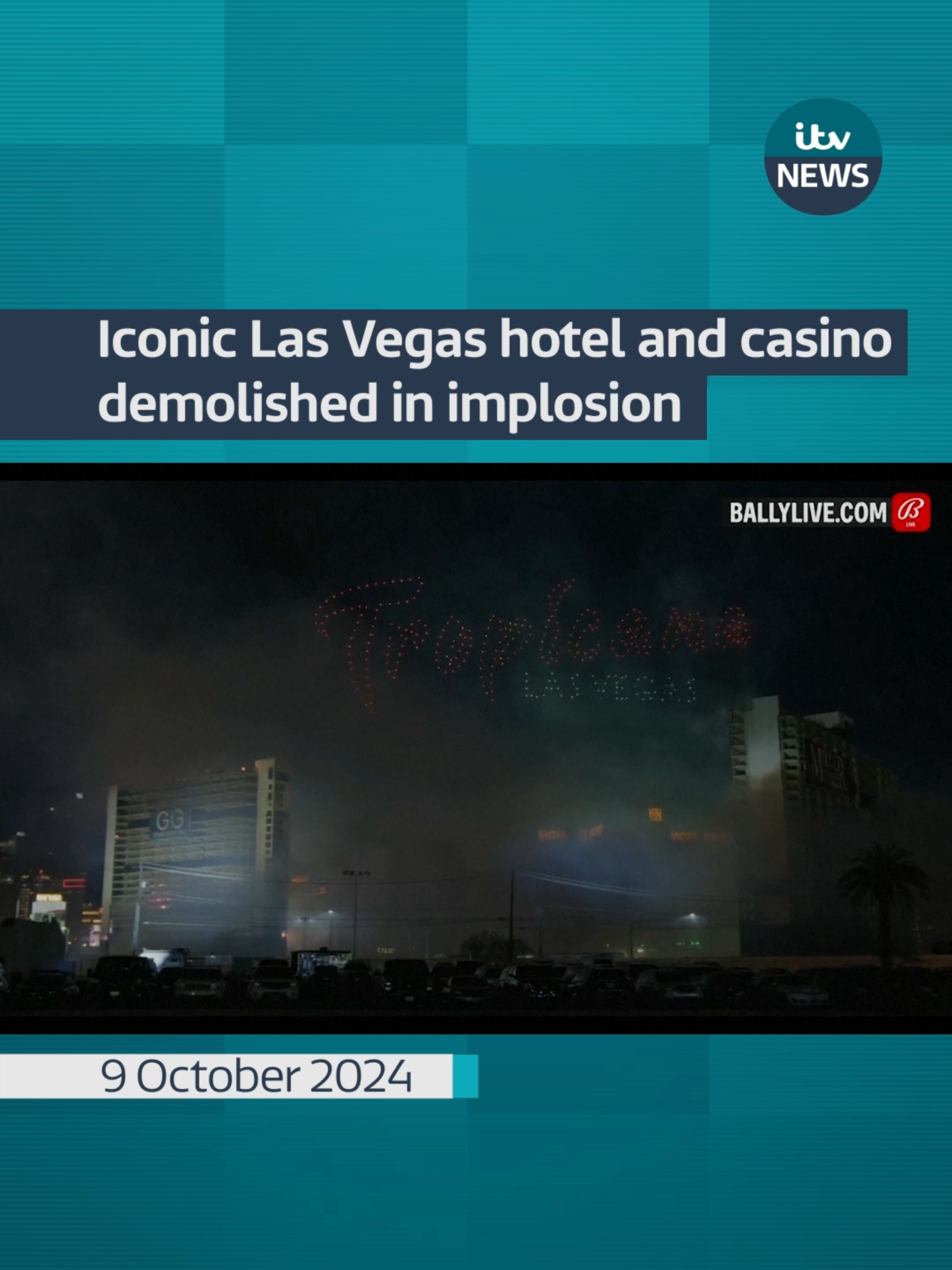 The Tropicana was the third-oldest casino on the Las Vegas strip and was featured in the 1971 Bond film ‘Diamonds are Forever’. It was destroyed in an implosion to make room for a new baseball stadium #itvnews #lasvegas