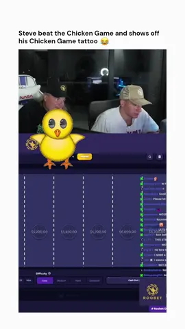 Steve beat the chicken game and shows off his chicken game tattoo 😂 #stevewilldoit #kickstreaming #streamer 