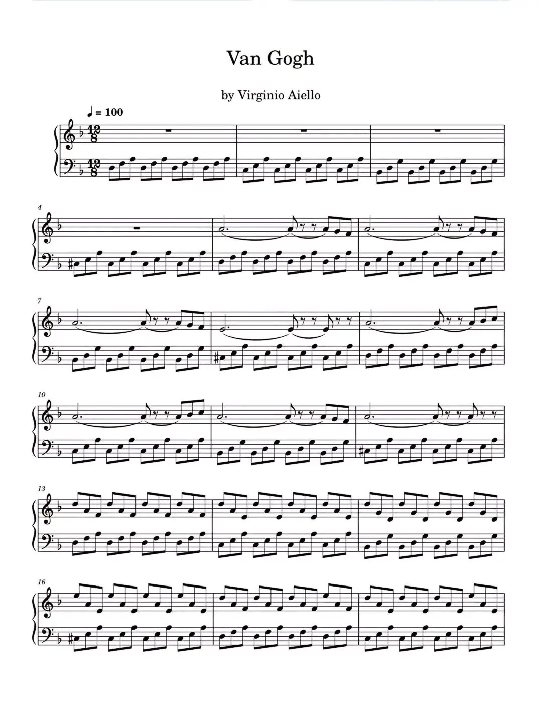 Virginio Aiello, On Piano - Van Gogh #piano #sheet 