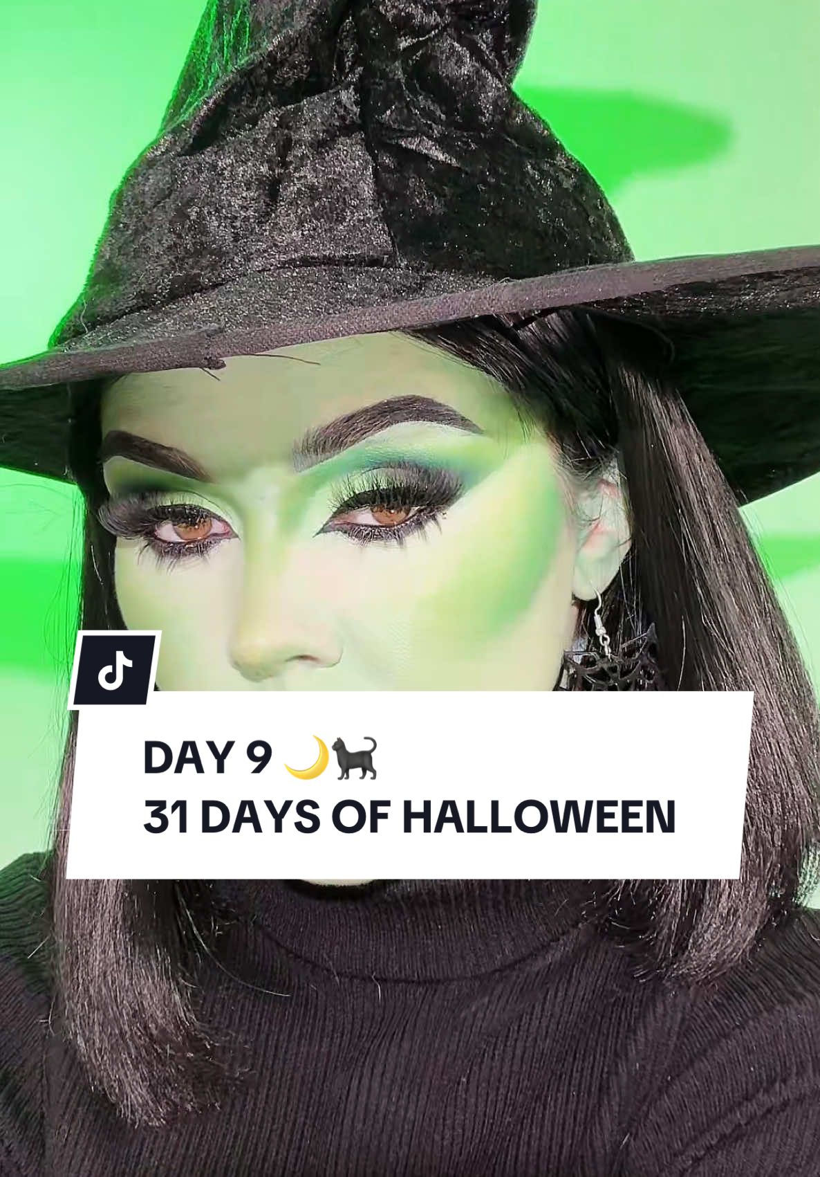 DAY 9🌙🐈‍⬛ BAD WITCH ENERGY #fyp #mua #31daysofhalloween #witchmakeup 