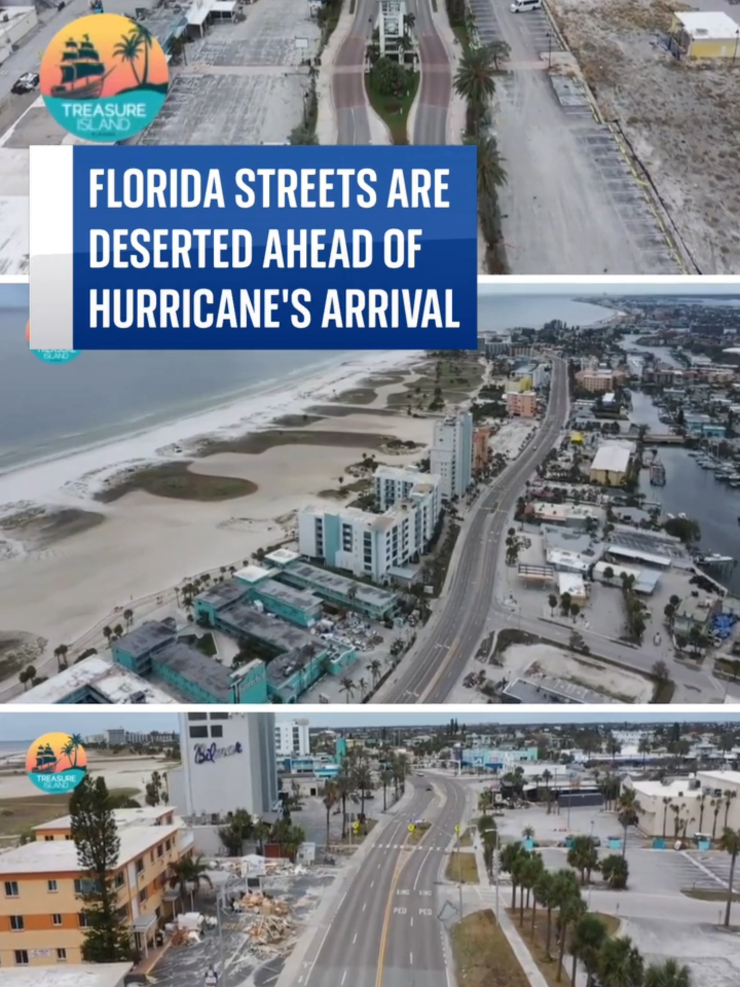 The city of Treasure Island looks like a ghost town. Buildings have been evacuated while Hurricane Milton heads for the area across the Gulf of Mexico. #hurricanemilton #hurricane #florida