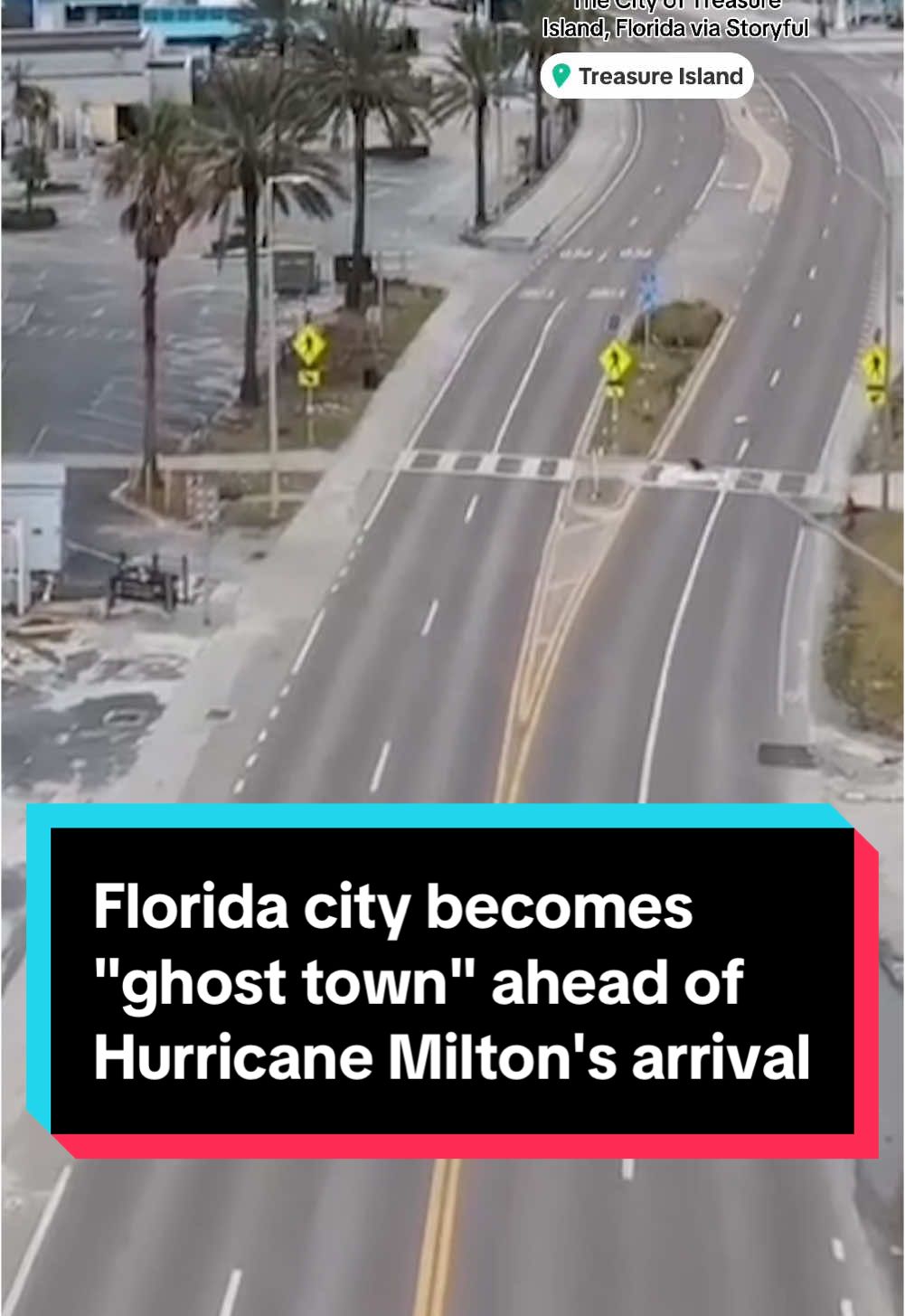 Florida’s Treasure Island has become a “ghost town” with streets and roads mostly empty ahead of Hurricane Milton’s arrival.  “We are urging people to evacuate now,” officials told residents on the city’s website on Wednesday morning, saying that the four major bridges that cross Tampa Bay will be closed this afternoon. “You should already be evacuated from Treasure Island - but if you are leaving the county, do so NOW.” #treasureisland #florida #weather #hurricane #hurricanemilton #flooding #hurricaneseason #skywaybridge #tampabay #tampa