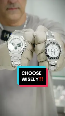 We have 2 beautiful watches in the showroom today! A Rolex ‘Panda’ Daytona & an Audemars Piguet Royal Oak ‘Panda’🤩 Which watch would you guys rock🤔 BUT Todays questions comes with a twist! Whichever watch wins in the poll we will make Deal of the Day! COMING YOUR WAY🫵🏻  • • • #gluxejewelers #thisorthat #chooseone #audemarspiguetroyaloak #panda #rlx #watchmania #watchlover #pickandchoose