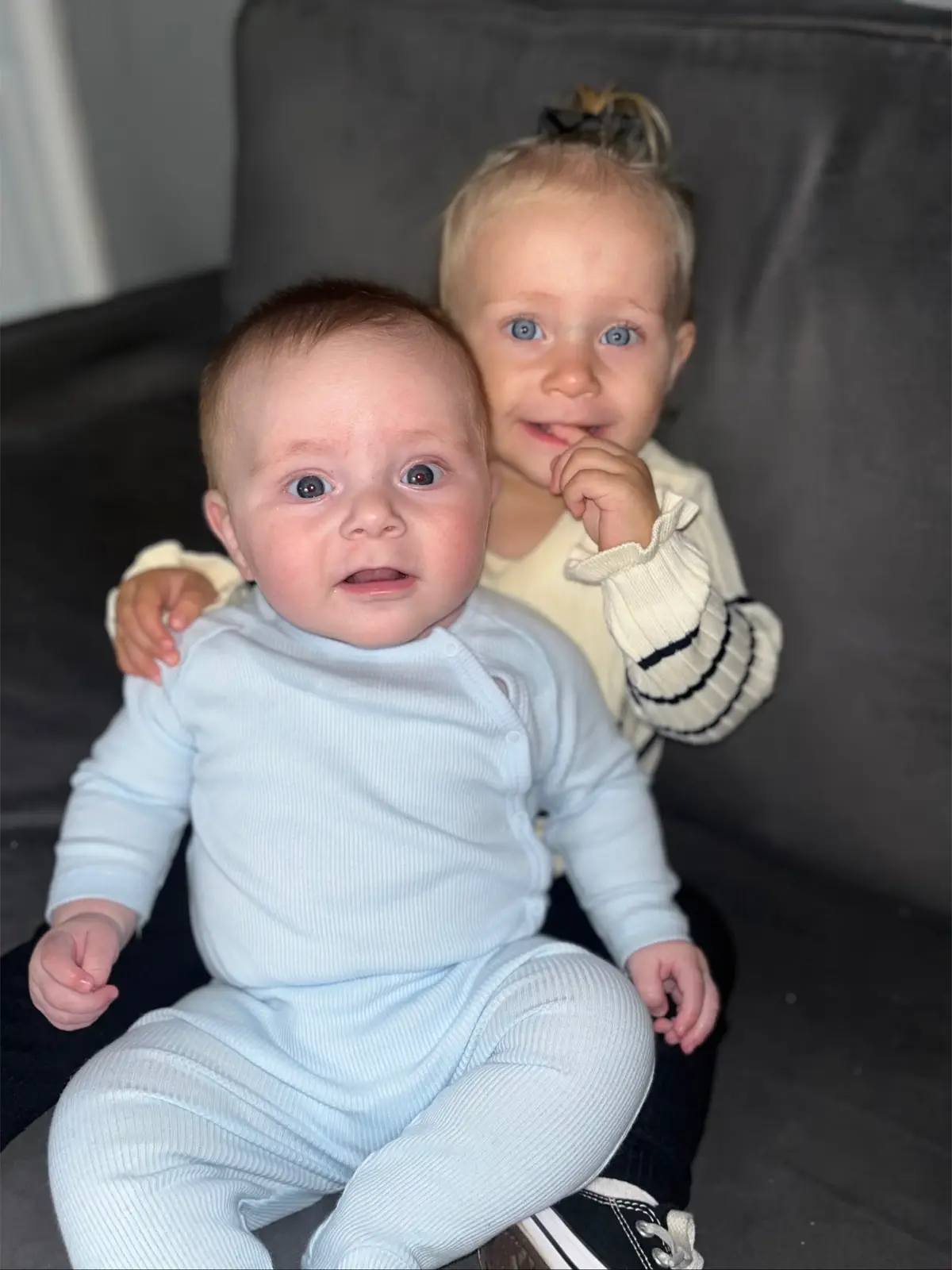 This October Vs Last🥹🥹 My babies 🫶🏻💗💙 #Motherhood #IrishTwins #mumsoftiktok #sisterandbrother 