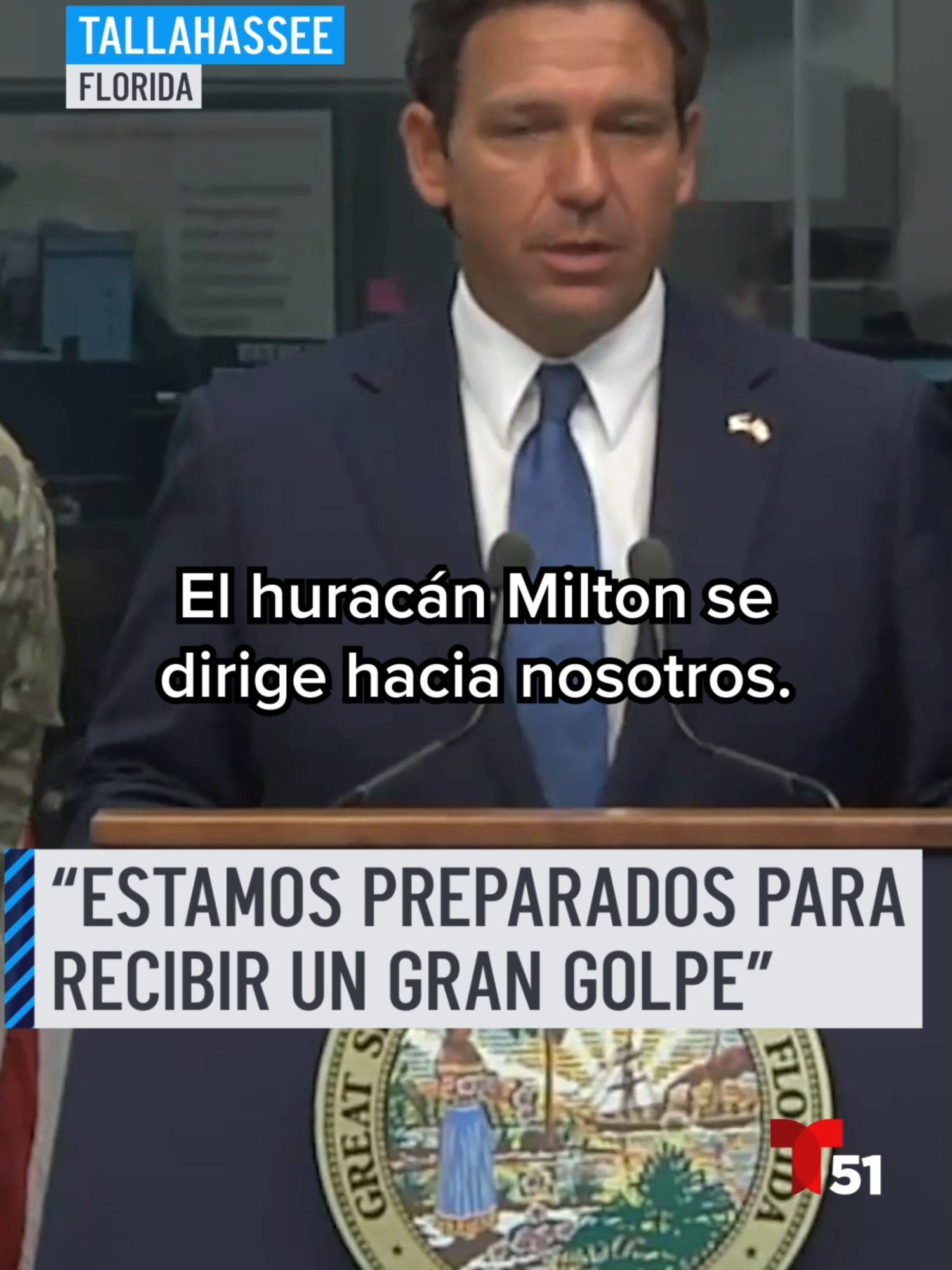 “Llegará hoy por la noche o mañana temprano”, dijo el gobernador DeSantis en una conferencia de prensa este miércoles.⁠ ⁠ DeSantis mencionó que la Florida está preparada para recibir un impacto grande y que no se está tomando a la ligera la llegada de Milton.⁠ ⁠ Agradecido a diferentes agencias y rescatistas que han estado trabajando sin parar desde antes que llegue el huracán Helene y ahora para la llegada de Milton por su dedicación y esfuerzo.⁠ ⁠ “Estamos preparados y responderemos”, dijo el gobernador de la Florida.⁠ ⁠ #florida #milton #huracanmilton #huracan