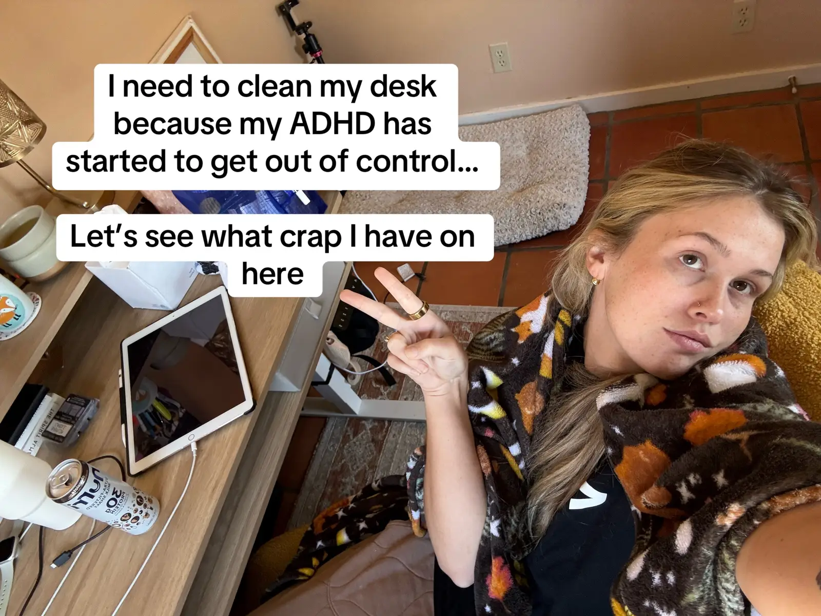 Ive been sick, at ACL festival, and i have a puppy. This is the state of the desk i have currently. #adhd #workfromhome #mydesk #homeoffice 