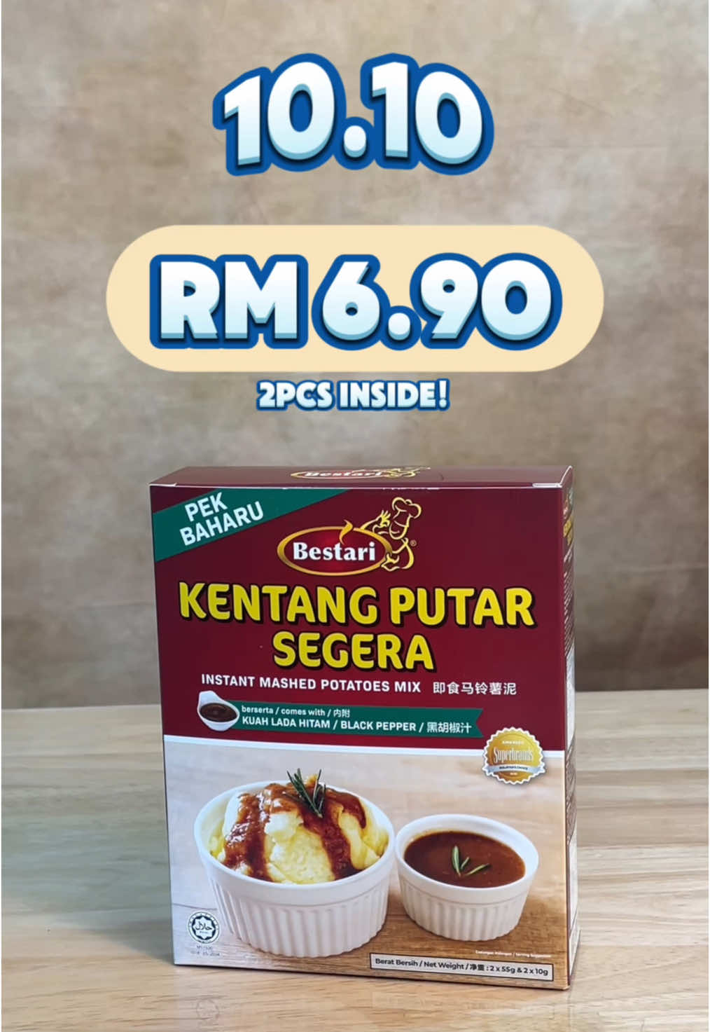 Senang je tambah air panas! #instantmashedpotato #mashedpotato #instantfood #kentangputarbestari #bestari 