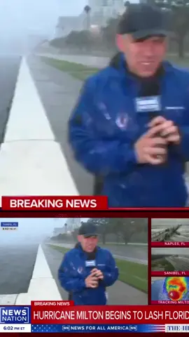 A man is seen jogging through the storm just as Hurricane Milton was about to hit Tampa today during a News Nation broadcast. Hurricane Milton is pummelling Florida knocking out power to more than a million homes and stirring a “life threatening storm surge” amid reports of first fatalities after terrifying tornadoes. Stay up to date at the link in bio. #tornado #weather #hurricane #USA #hurricanMilton #Donaldtrump #kamalaharris #Florida