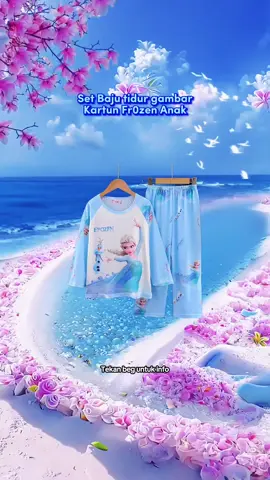 Baju tidur untuk anak perempuan Tema Frozen princess elsa #frozendisney #sleepwearkids #bajumurah #bajuanak #pajamas #bajutiduranak #foryou #fyp 