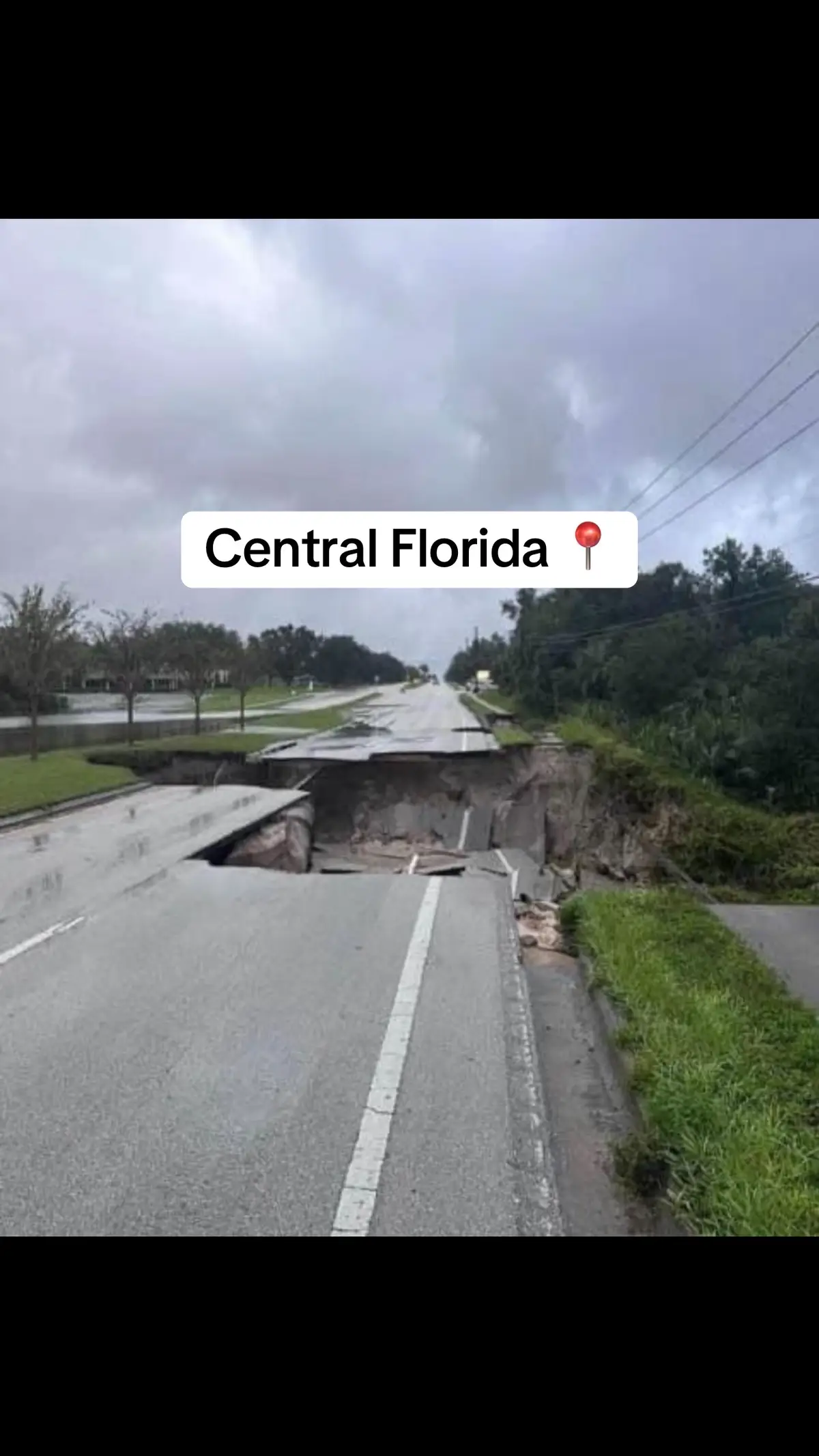 Road washed out #fyp #florida #hurricanemilton 