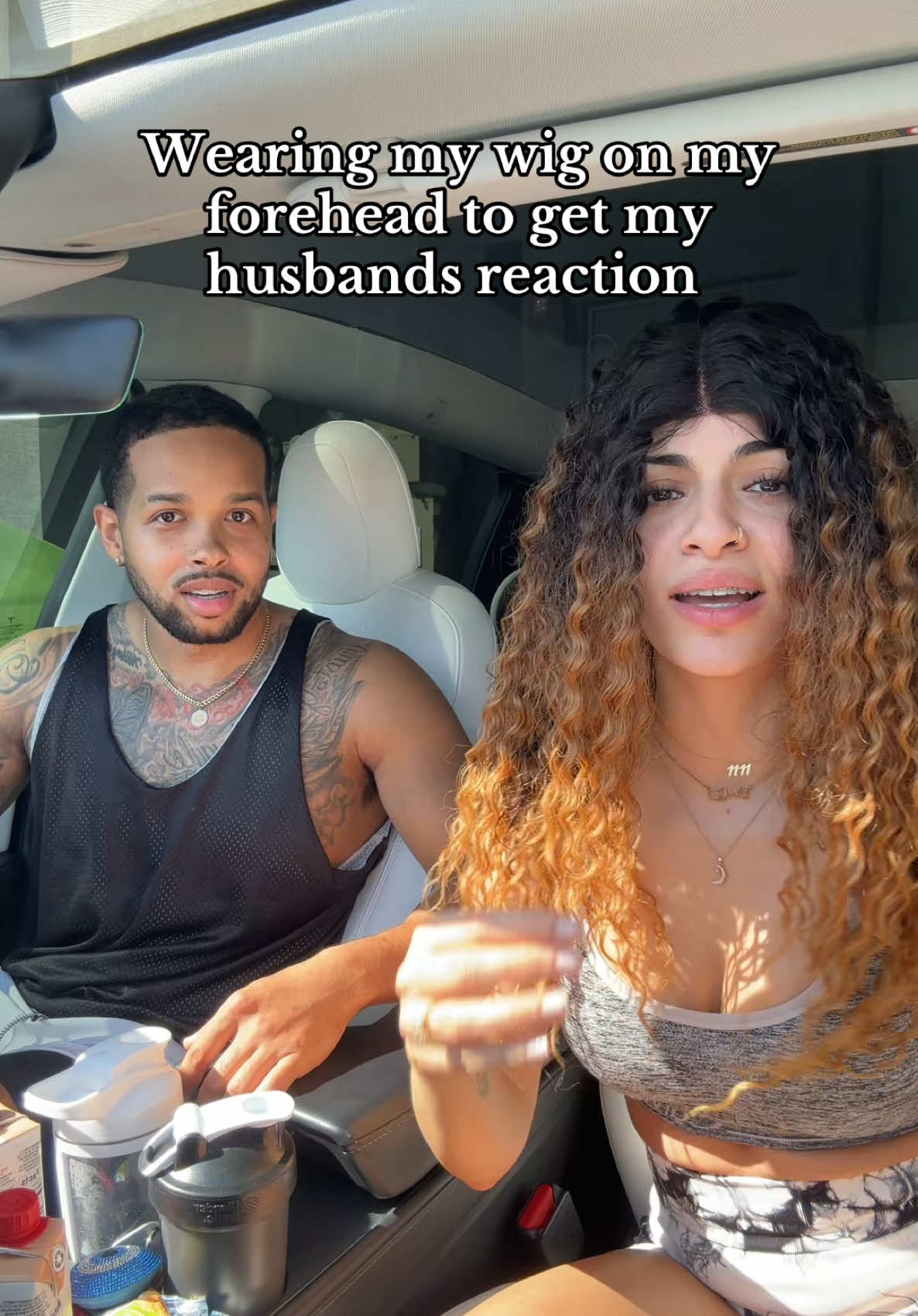 I dont think he liked my wig yall 😫😂 @TajLockedin @Boushra 🌸  #tajandb #tajandboushra #relationships #tajlockedin #couplegoals 