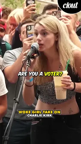 A woke girl takes on Charlie kirk at the university #charliekirk #woke #fyp #girl #debate #america #foryou #genz