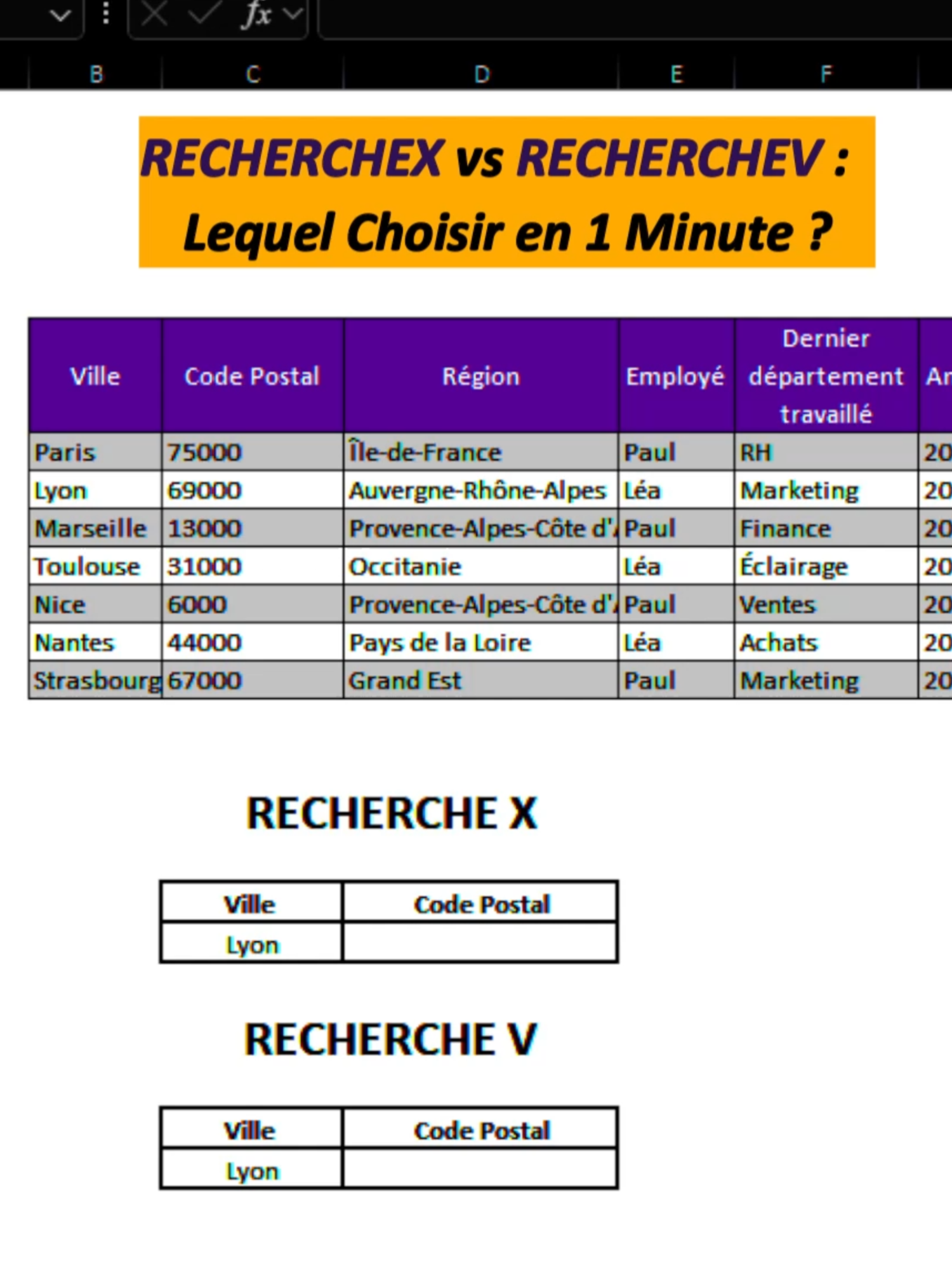 Recherche x vs recherche v #excel #pourtoi #astuce #data #tutoriel #learning