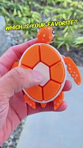 which is your favorite? 6 styles to choose from! #fidgetclickers #turtlekeychains #fruitturtles #fidgettoys 