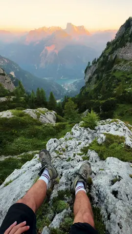 Bro did in fact know a spot 😲… | 📍Dolomites / Italy 🇮🇹  | 📷 more wonderful places @giuliogroebert  | 🚐 exploring the world w/ @elena_wuest  | #dolomites #travel #view #nature #naturelovers #beautifulview #viewpoint  #mountain  #sunset