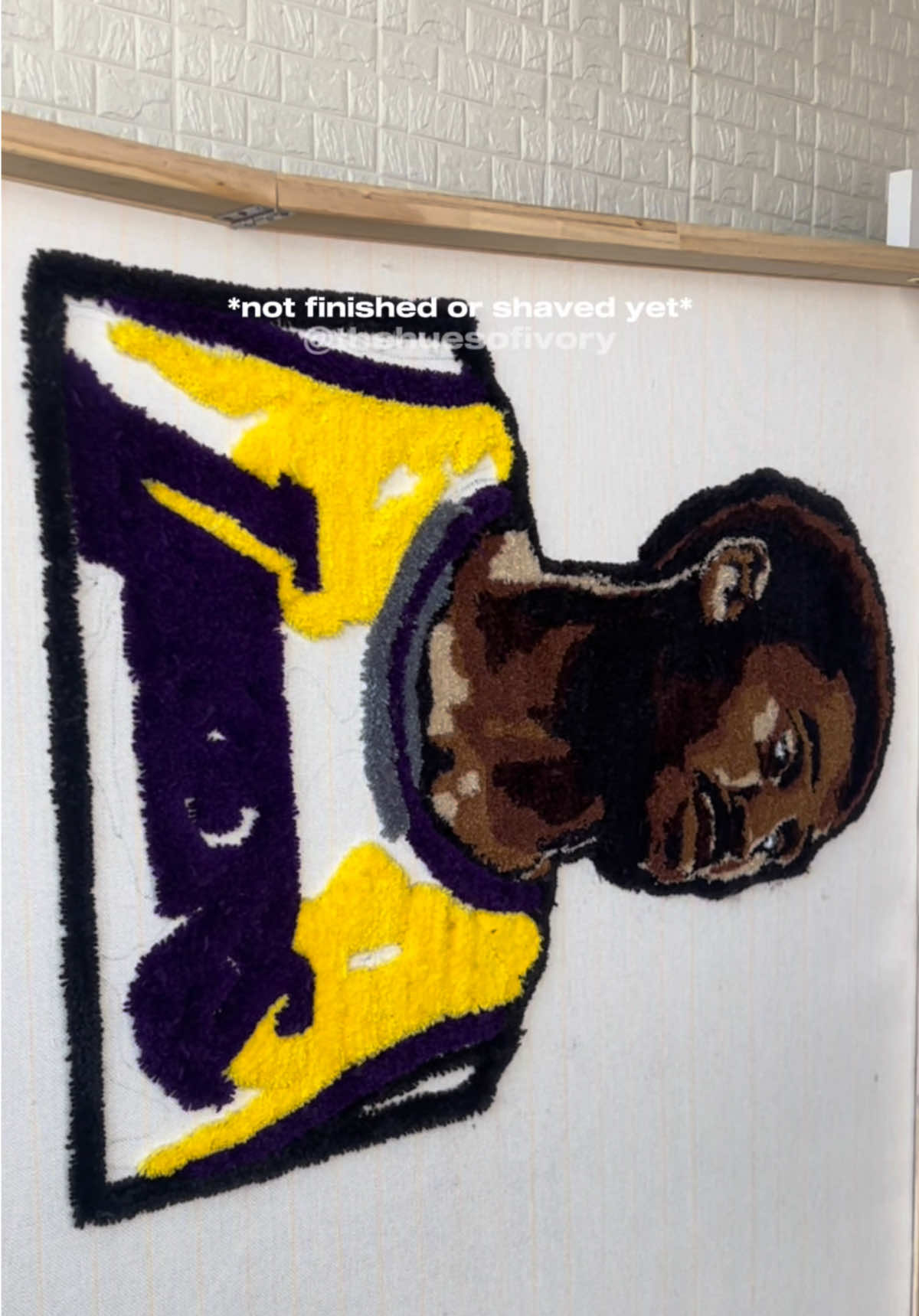 my latest wip 🧶 #creatorsearchinsights #rugtufting #rugtiktok #blackartistsoftiktok #imadethis #ripkobe #kobebryant 