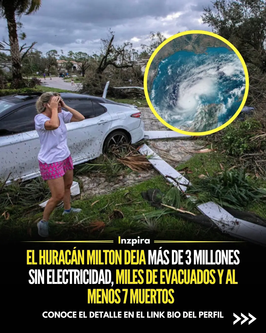 El huracán Milton devastó Florida, dejando 7 muertos y más de 3,2 millones de hogares sin electricidad.  ✅ Conoce el detalle en el link bio del perfil. • • • #HuaracanMilton #DesastreNatural #Naturaleza #Florida 