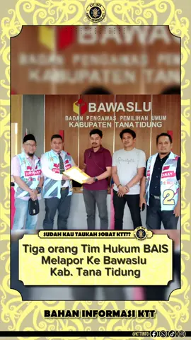 Jumat, 11 Oktober 2024.  Aryono Putra, S.H., M.H, Hendra Wahyudi, SE, Bakri, S.H., M.H. 3 orang Tim Hukum BAIS (Ibrahim Ali-Sabri) Paslon Nomor Urut 2 Calon Bupati dan Wakil Bupati Tana Tidung tahun 2024.  Laporkan Balik Natalius Jhon pada Bawaslu Kabupaten Tana Tidung.  Sebelumnya Natalius Jhon laporkan Ibrahim Ali dgn laporan/registrasi 001/REG/L/PB/Kab/25.03/I.X/2024. Bahwa laporannya tidak terbukti, tidak patut dan dihentikan, Maka kami anggap hal tersebut merupakan bukti nyata, bentuk fitnah, berita bohong, hoax bagian dari black campaign (kampanye hitam) dalam hal ini sebagai laporan palsu yg ditujukan untuk menjatuhkan calon Bupati Ibrahim Ali.  Hal ini tidak bisa dibiarkan sebab, selain merugikan calon Bupati No 2, tetapi juga merugikan masyarakat karena menerima informasi palsu atau hoax.  Kami anggap laporan beruntun dari timses dan relawan dari SAH ini pantas dianggap sebagai kampanye hitam yg terorganisir yang bertujuan untuk mempengaruhi proses pengambilan keputusan para pemilih dengan menggunakan cara agar calon BAIS di diskualifikasikan, dan hal ini menimbulkan persepsi negatif di masyarakat serta sikap resistensi dari pemilih.  Pelanggaran terlapor terhadap Pasal 280 ayat (1) UU Pemilu, diancam dgn pidana penjara paling lama 2 tahun dan denda paling banyak Rp. 24 juta, hal ini di atur dalam Pasal 521 Pasal 523 Ayat (1) UU Pemilu. Laporan ini kami ajukan dengan 2 alat bukti permulaan sesuai Pasal 184 KUHAP (a) Keterangan Saksi (c) Surat, sehingga 2 alar bukti awal ini bisa menjerat terlapor dalam tindak pidana pemilihan sebagai bentuk keadilan hukum (legal justice), keadilan moral (moral justice), social justice (sosial justice).  Laporan ini tercatat dalam Tanda Bukti Penerimaan Laporan, Nomor : 004/PL/PB/Kab/24.03/X/2024. Tim hukum BAIS akan layangkan 1 laporan kembali pada Senin, 14 Oktober 2024. @Kaltara 24 Jam 