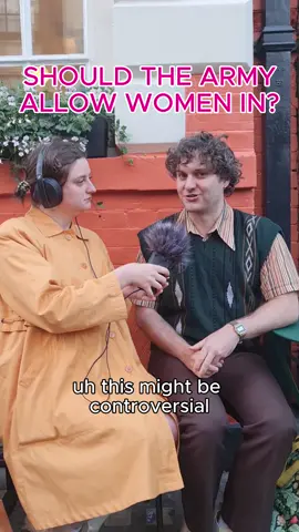 Should women be allowed in the army? 🪖 surprising answers suprise #controversial #women 🚨if you liked this, Listen to our comedy show Time of the Week - just google it and BBC so we can get a tv show asap please thank you 🚨  #fyp #foryou #funny #surreal #skit #weird #british #women #gender #sport #menvswomen #girlythings #comedy #British #stereotype #BritishHumour #woman #journalism #army 