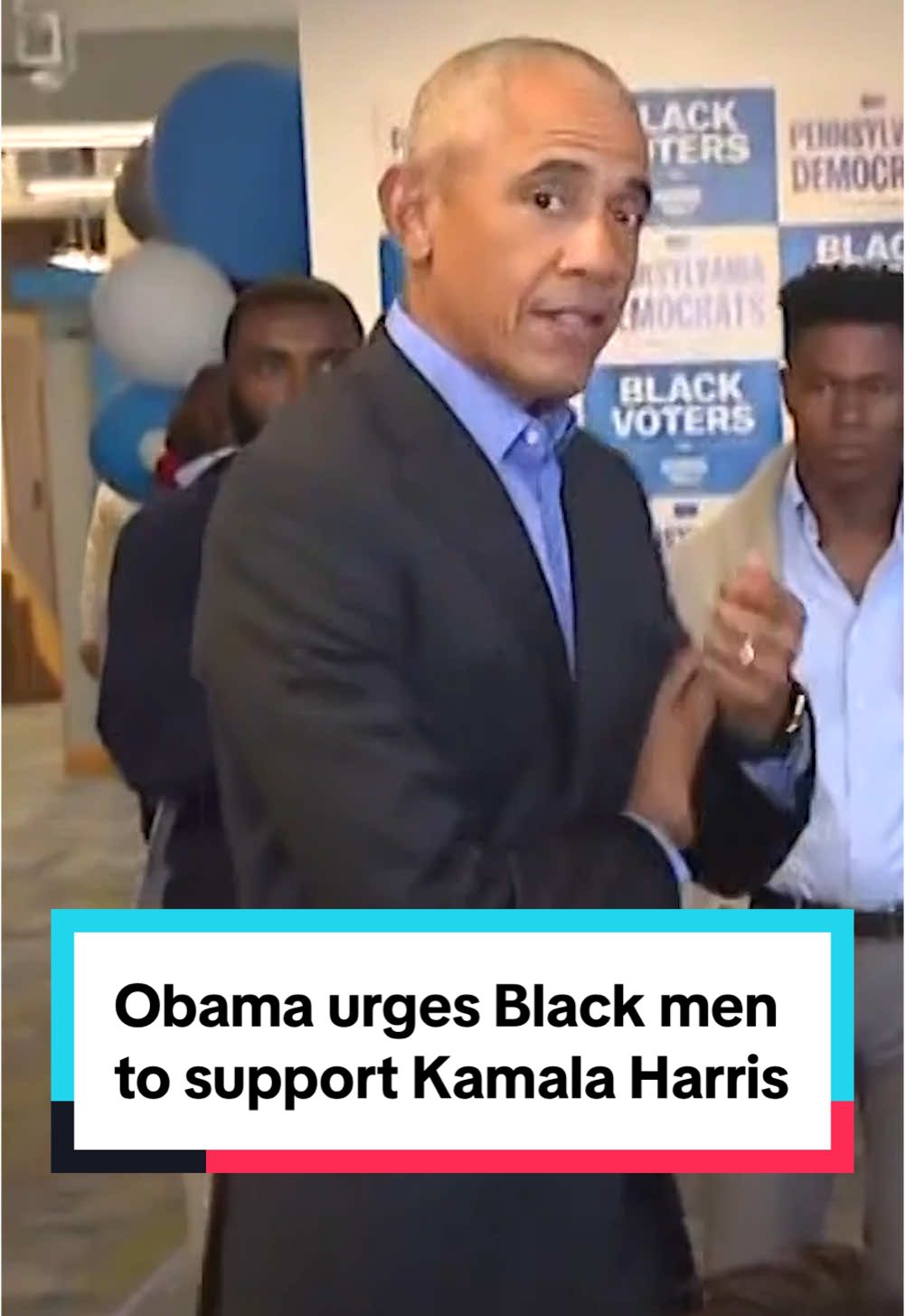 Former President Barack Obama urged Black men to support Kamala Harris in the election, saying if they don’t, maybe they “just aren’t feeling the idea of having a woman as president.” “The women in our lives have been getting our backs this entire time. They’ve been raising us and working and having our backs,” he said during a visit to a Harris-Walz field office in Pittsburgh on Thursday. “…You’re thinking about sitting out or even supporting somebody who has a history of denigrating you, because you think that’s a sign of strength, because that’s what being a man is? Putting women down? That’s not acceptable.” #pittsburgh #pennsylvania #obama #barackobama #kamalaharris #donaldtrump 