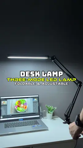 A must-have long arm foldable desk lamp for all content creators, work-from-home mom and dad, & students! Adjsutable, foldable, dimmable, and long desk lamp.  #lampshade #desklamps #dimmablelamp #ledlamp #foldablelamp #desklamp 
