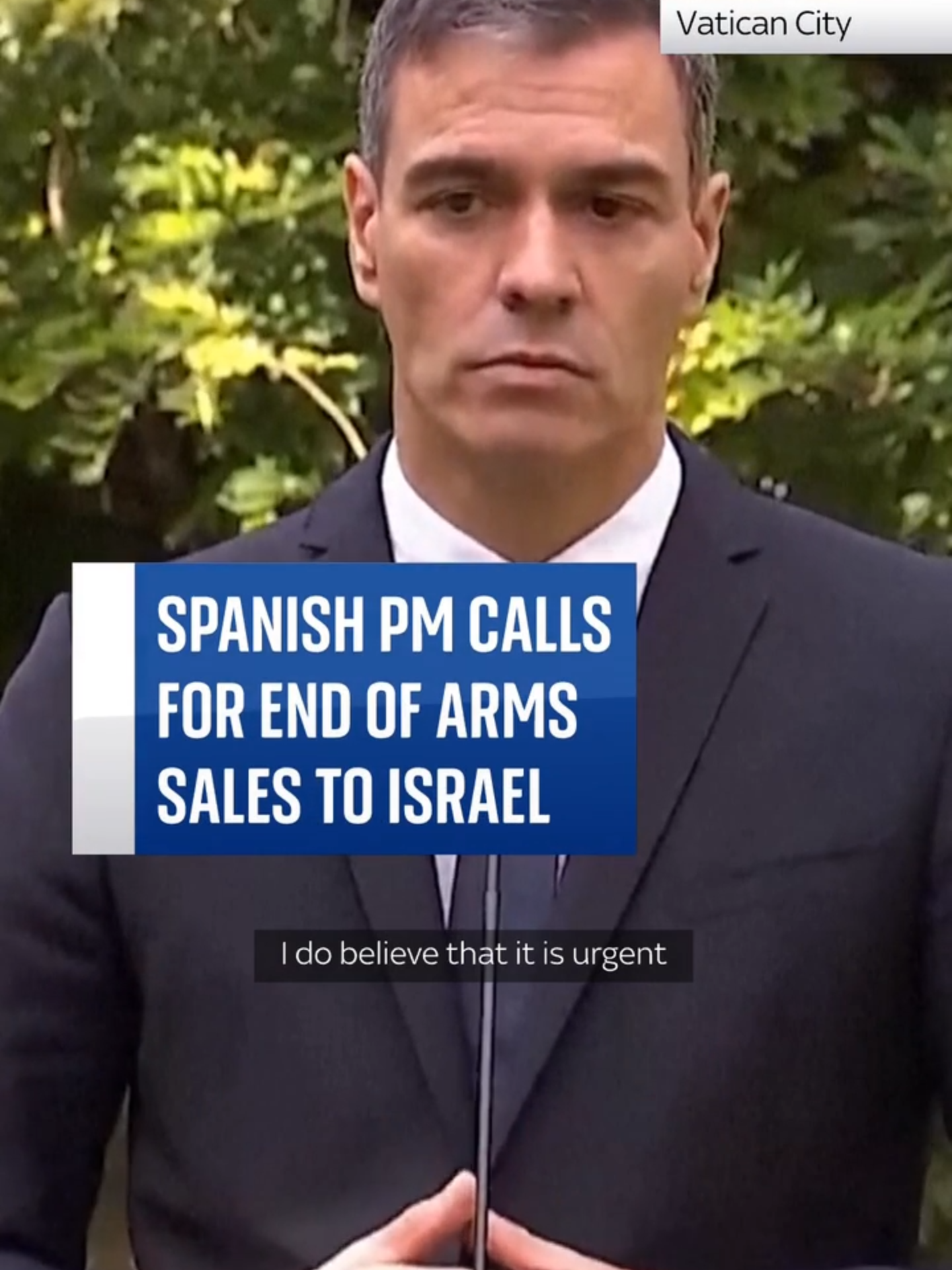 Spanish Prime Minister Pedro Sanchez called for an arms embargo on Israel ⬆️ Prime Minister Pedro Sanchez made the call after visiting with Pope Francis at the Vatican City. In a move heavily criticised by Israel, the Spanish government recognised the State of Palestine earlier this year. #Spain #Gaza #Palestine #Israel #War