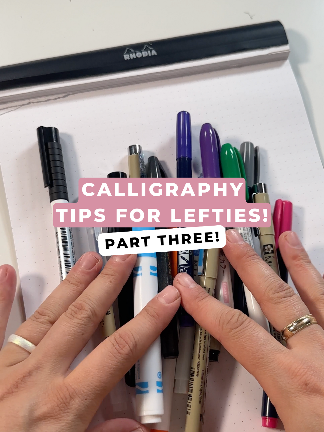 Yes, lefties can do it too!!! 🤚🏻 You just need a couple extra tips & tricks: To catch you up on parts 1 & 2: 🗒️ Play with the rotation of your paper - keeping the paper straight might not work well for lefties, so move it around to find a spot that works for you. ✍🏻 Hold your brush pen farther up - this will help with smudging!! And lastly, ✒️ Experiment with different sizes of pens - I've noticed lefties prefer bigger brush pens, so give that a try. You can DEFINITELY learn if you're left handed! Hope these are helpful and let me know if you give it a try! Don't forget to go back and watch all parts so you're caught up. 🙌🏻