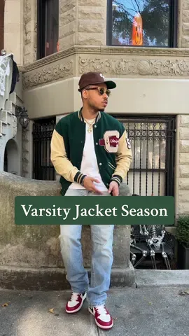 Is it really fall if the varsity jackets arent worn? One of my favorite staples to wear is definitely a varsity letterman jacket with my favorite colors on it. This one is from @CHEVIGNON . What do you think of this outfit? Fit Breakdown: Varsity Jacket: Chevignon  T-Shirt: Buck Mason Jeans: Vintage @Levi’s  Shoes: Jordan 1s  #varsityjackets #menstyle #outfitinspo #menswear 
