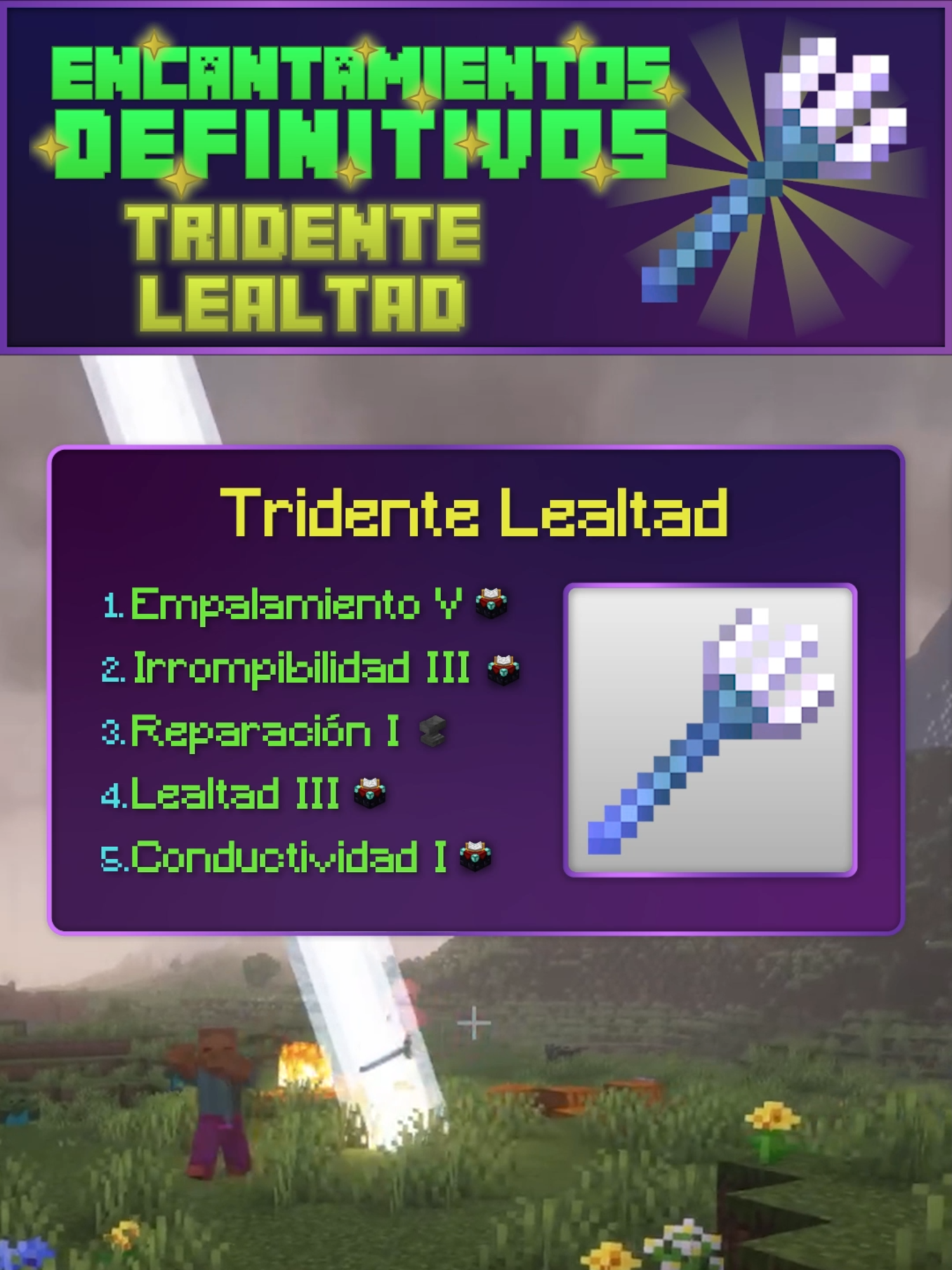 Tridente de Lealtad perfecto | Encantamientos definitivos para tridente | Mejores encantamientos #minecraft #minecraftbuild #minecraftjava #minecraftbedrock #minecraftmemes #gaming