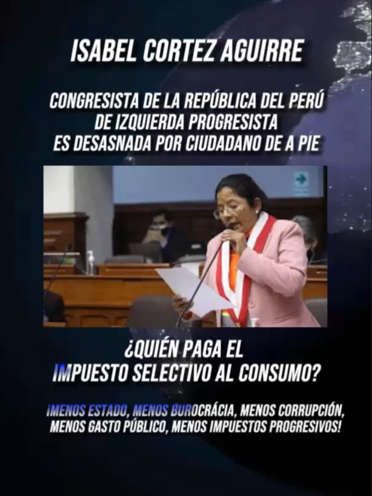 Isabel Cortez Aguirre, Congresista de la República del Perú, representante de la izquierda progresista dentro de la bancada del bloque 