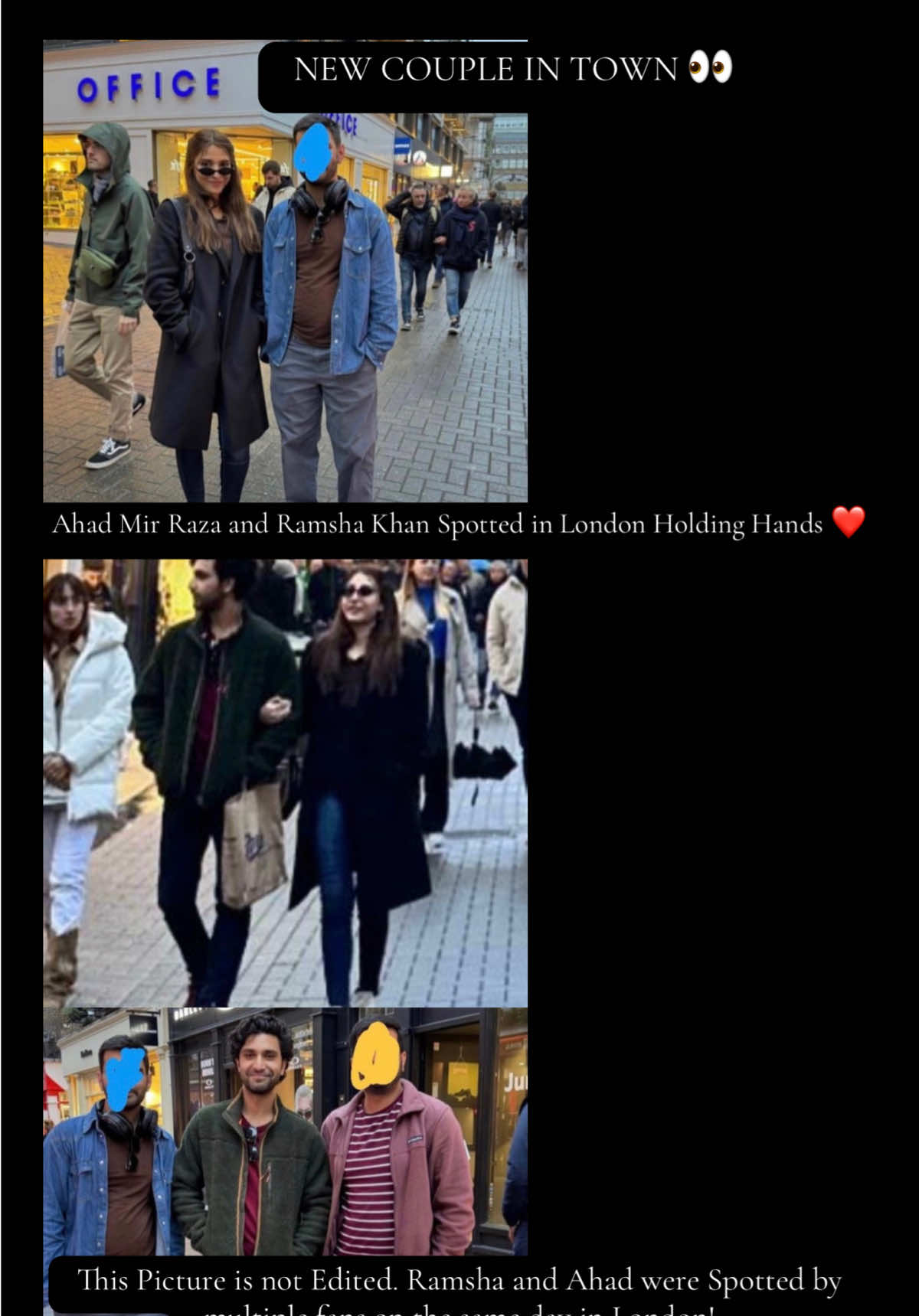 Ramsha Khan and Ahad Raza Mir Holding hands in London 👀❤️ This picture is not edited. Ahad and Ramsha were also spotted in London by multiple fans. Have Ramsha and Ahad been secretly dating? #ahadraza #ramshakhan #lollywood #lollywoodgossip #lollywoodnews #pakistannews #trendingpakistan #fyp #foryoupage #1millionaudition #humtvawards2024 #london #sajalaly 