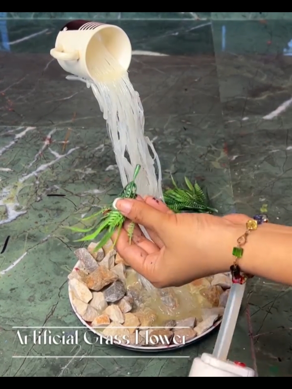 Broken tea cups reusing idea _ Mini waterfall  #decor #reusing #waterfall 