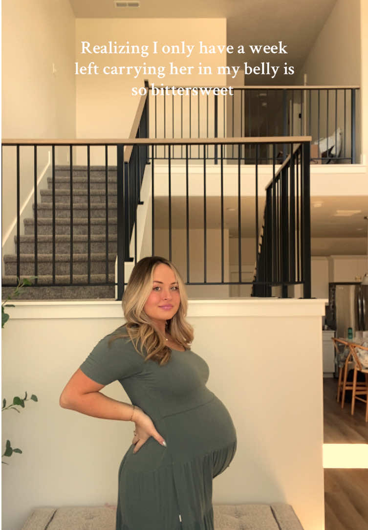 Cant wait to meet her but I’ll miss feeling her little kicks constantly #pregnancyjourney #pregnancytiktok #thirdtrimester #duedate #octoberbabies #wholesomemoments 