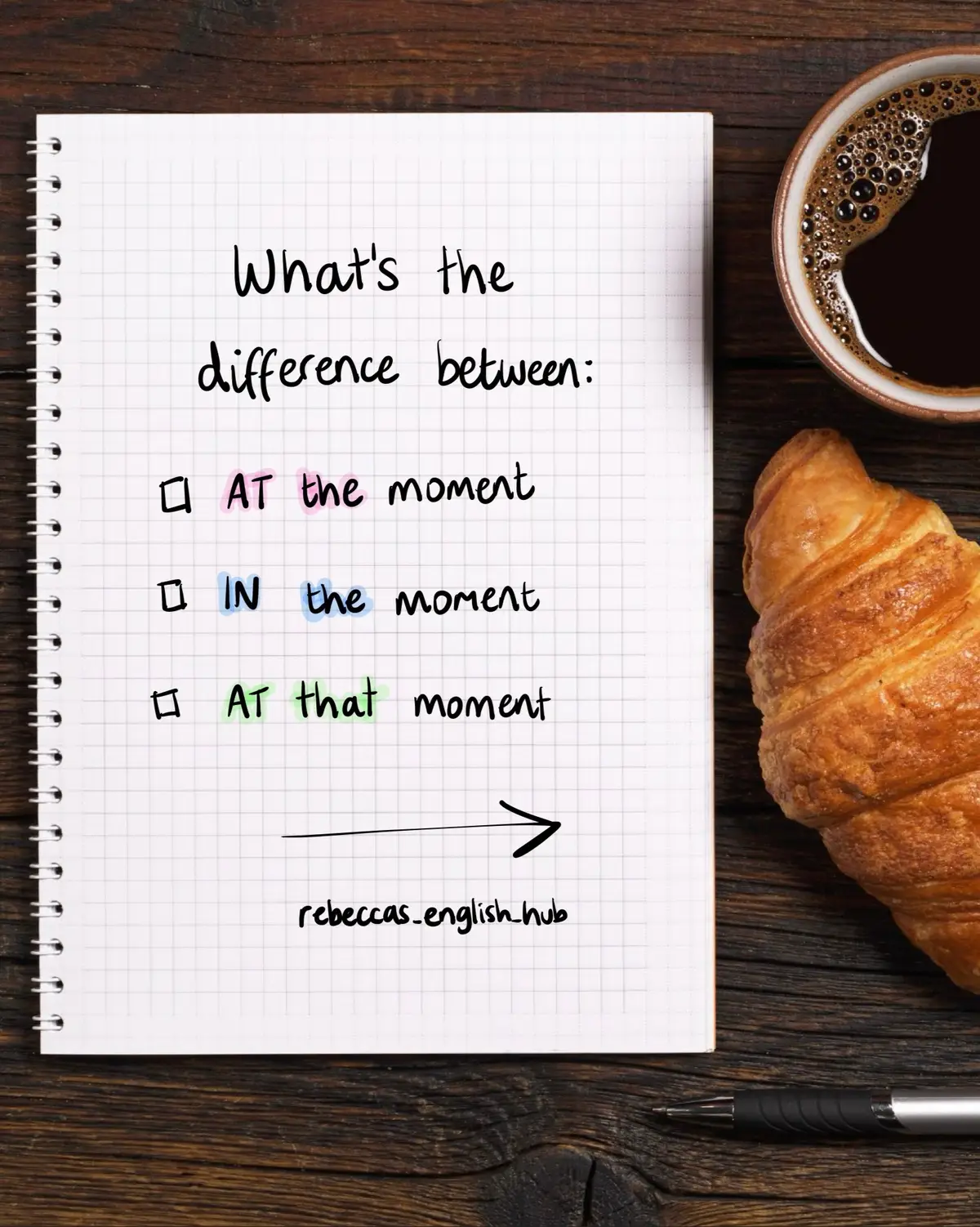 Follow me for more daily English tips! 🥰 Did you know the difference between at the moment, in the moment and at that moment?  #grammarquiz #grammarlesson #grammarrules #englishgrammar #learnenglish #englishteacher #englishtips 