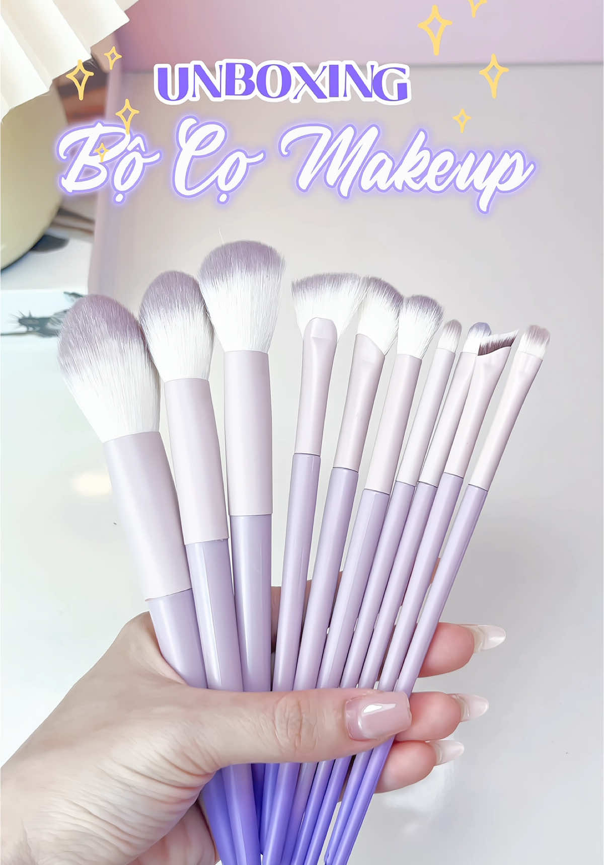 Bộ cọ makeup dễ thương cho mấy bà mới tập trang điểm nè #comakeup #cotrangdiem #makeup #reviewlamdep #goclamdep #unboxing #learnontikok #muataitiktok #xh 