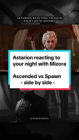 Side by side comparison of Astarion’s response to similar questions after your night with Mizora. (Ascended VS unascended) ___ ___ #bg3fam💕 #baldursgate3 #astarionancunin #astarionbg3 #baldursgate3astarion #astariontok #astarion #astarionromance 