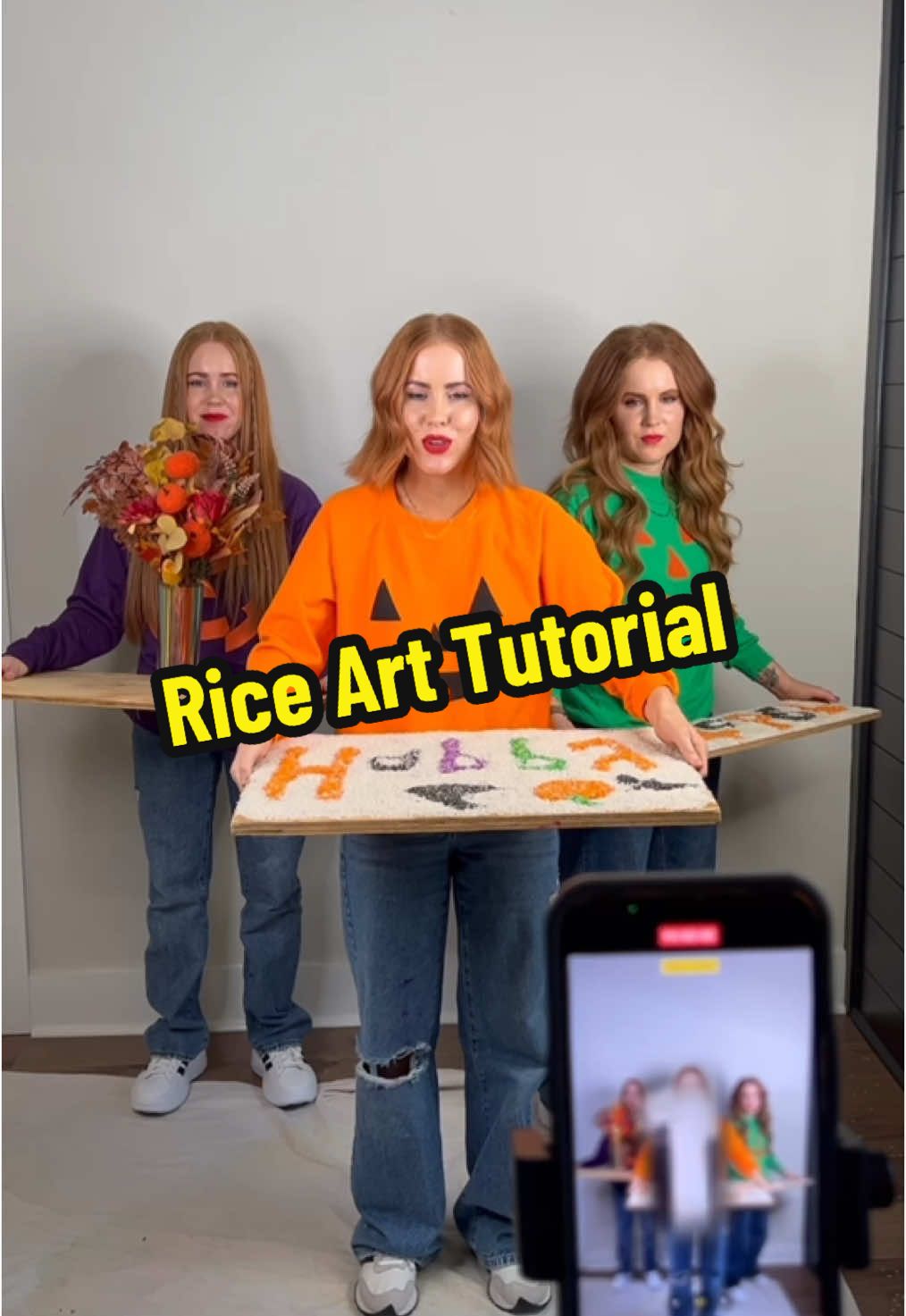 did the FLOWERS turn to rice at the end? 🎃😱 #tutorial #triplets #riceart