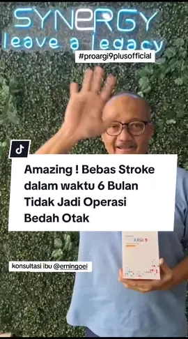 Amazing ! Bebas Stroke dalam waktu 6 Bulan Tidak Jadi Operasi Bedah Otak konsultasi  ibu @erningoei  #obatstroke #sakitstroke #penyembuhanstroke #terapiholistik  #proargi9plus #programdetox #detoxsynergy #smartdetox #EnergiKuatTiapLangkah 