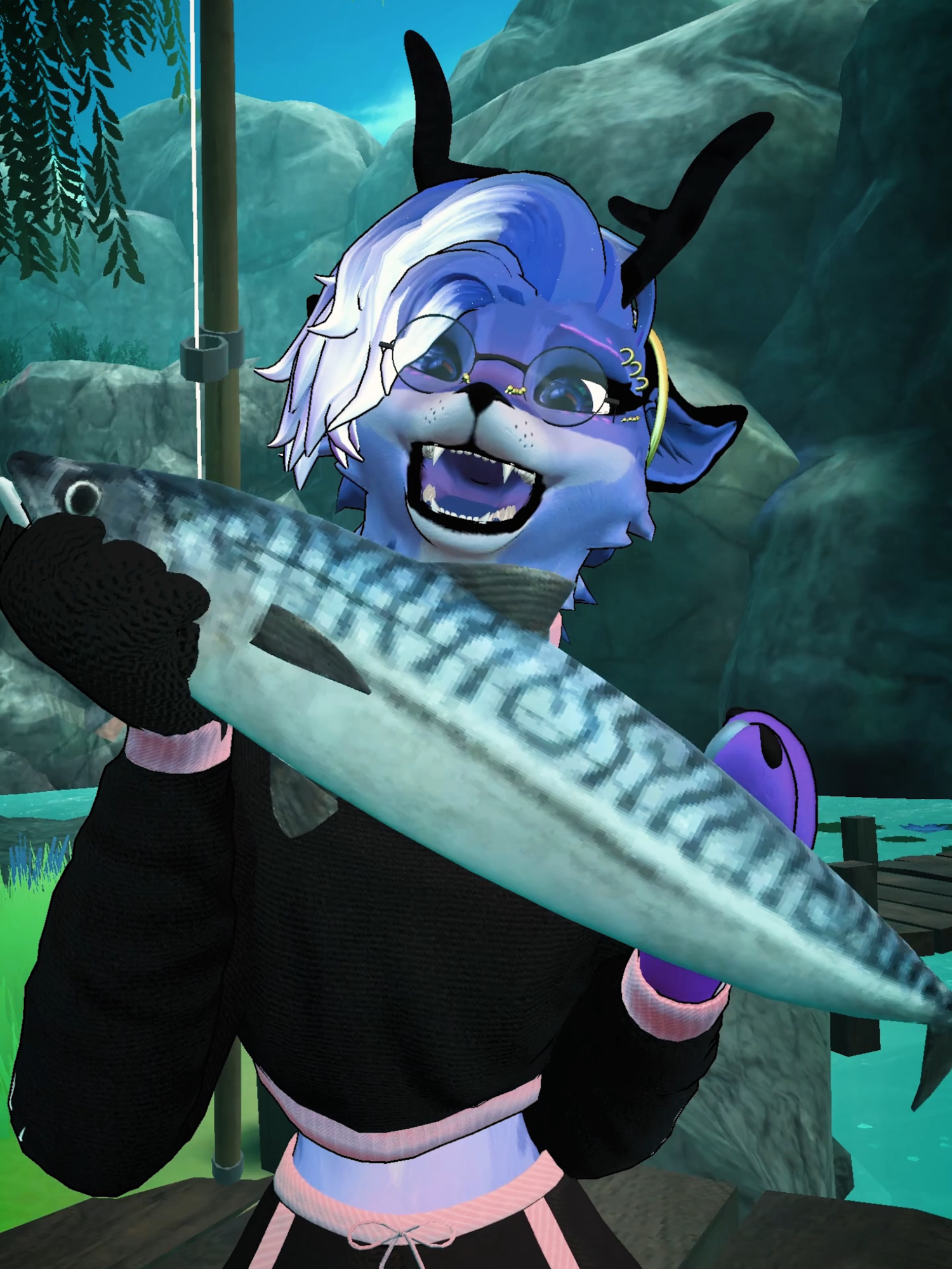 Catching Fish in VRChat! ~ #vr #vrchat #furry #vrc #gaming #streamer #vtuber #femboy #vtuberclips