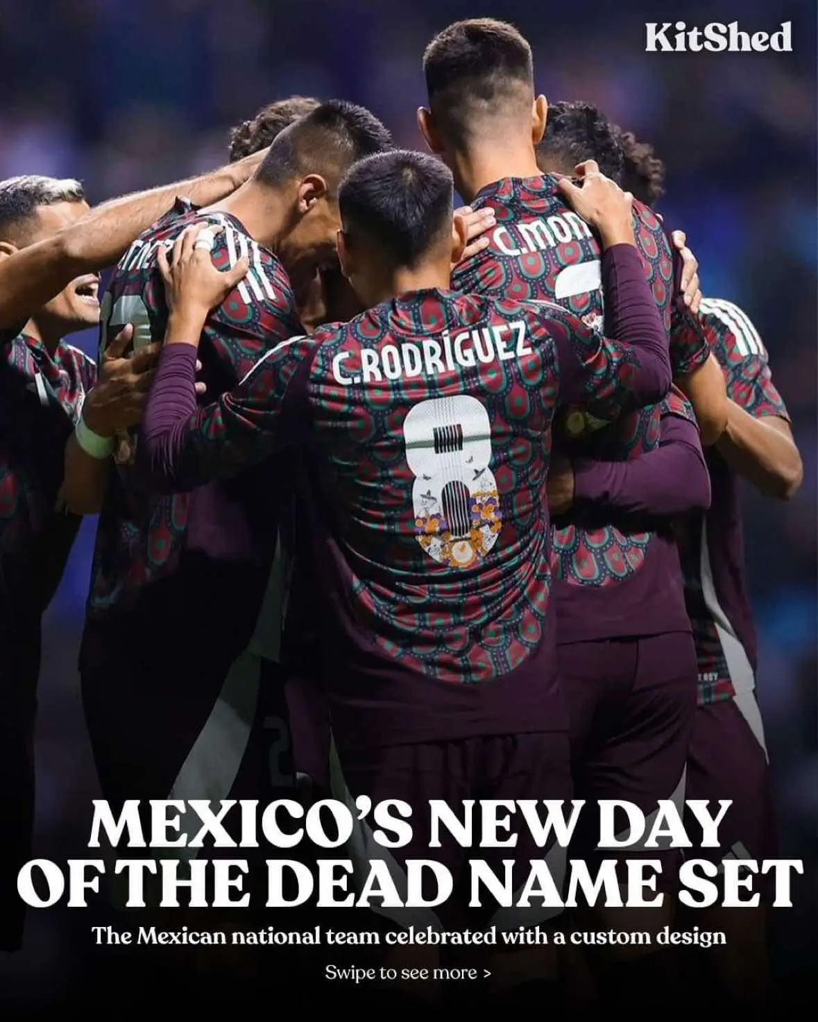 The Mexican national team wore this special Day of the Dead name set on their shirts during their friendly match against Valencia this weekend 🔥 #FootballShirts #FootballKits #SoccerJerseys