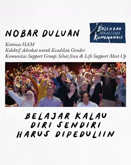 Terima kasih untuk jajaran Komnas HAM, Kolektif Advokat untuk Keadilan Gender & Komunitas Support Group: Sehat Jiwa & Life Support Meet Up yang sudah nonton duluan film Bolehkah Sekali Saja Kumenangis 🤍 Hanya kita yang bisa menolong diri sendiri. Kita perlu belajar lebih peduli sama diri sendiri ya 🥹🫂 Sampai ketemu 17 Oktober di bioskop! 🙌🏼 #BolehkahSekaliSajaKumenangis #BSSK #SetiapLukaPastiBisaSembuh 