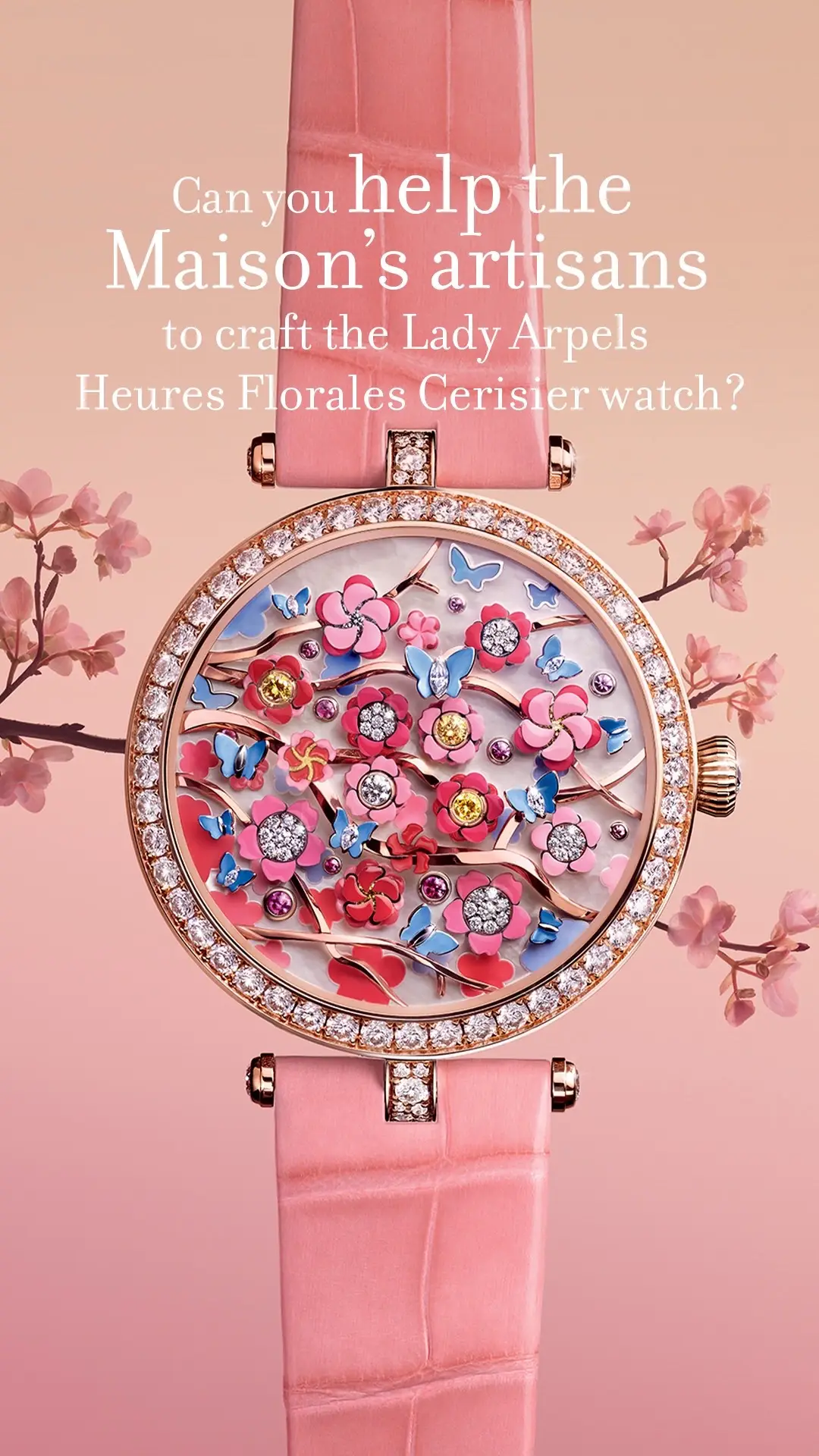 Step by step, bring life to the Lady Arpels Heures Florales Cerisier watch   #VanCleefArpels #VCAPoeticComplications #PoetryofTime #VCAsavoirfaire #craftsmanship #choiceslideshow #jewelrymaking