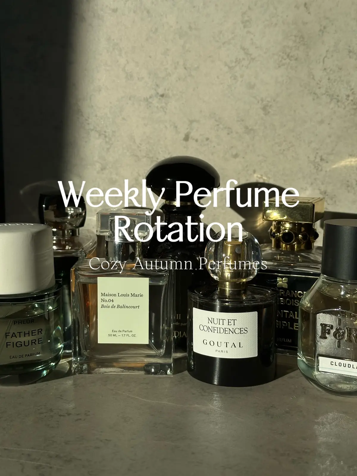 Its the season of cozy fall perfumes and I am living for it 🤎 Cloudland - @Fulton & Roark ** No.4 Bois de Balincourt - @Maison Louis Marie  Fire at Will - @jovoyparis  Father Figure - @Phlur Fragrances  Nuit et Confidences - Goutal Black II - Widian Santal Complet - @Fragrance Du Bois  #sotd #perfumetray #perfumereview #perfumerecommendations #fallperfumes 